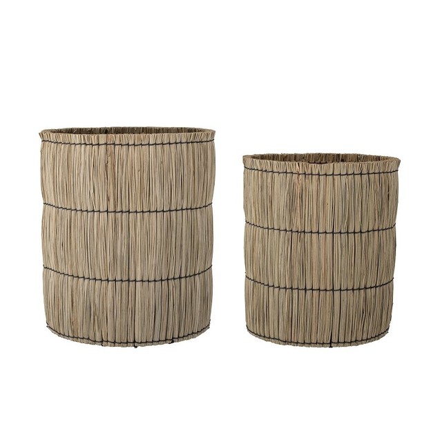 BLOOMINGVILLE NELLE BASKET W/LID, NATURE, WATER HYACINTH, SET OF 2