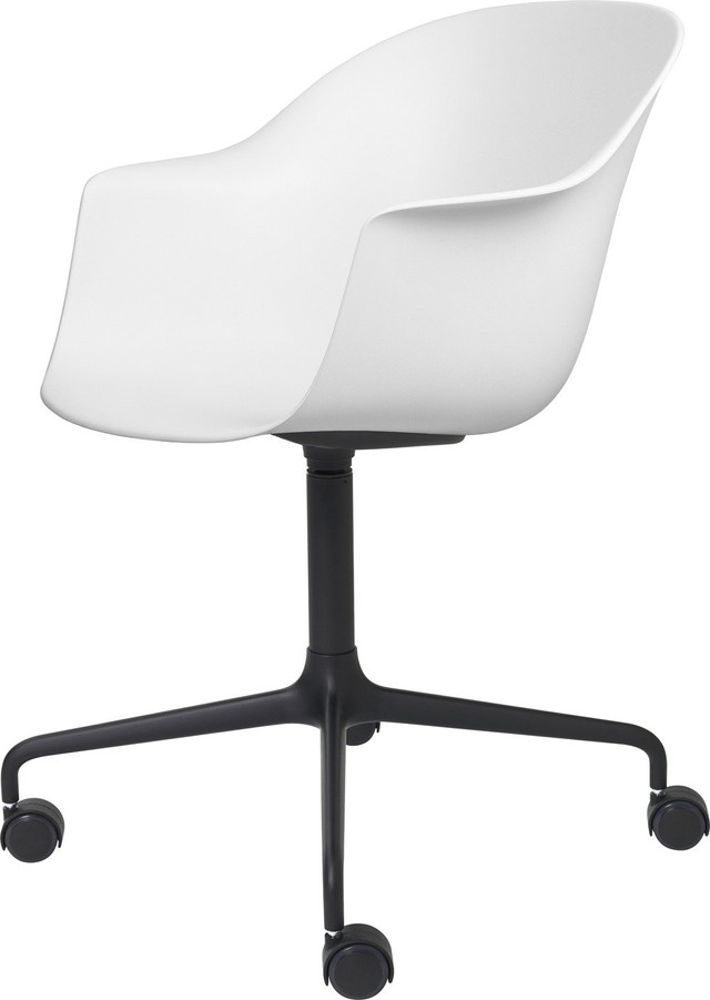 Gubi Bat Meeting Chair Un-Upholstere, Height adjustable 4-star base w. castors - Stuhl mit Armlehne und Rollen ungepolstert