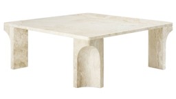 GUBI Doric Coffee Table - Couchtisch - 80x80x30cm - Neutral White Travertine--4