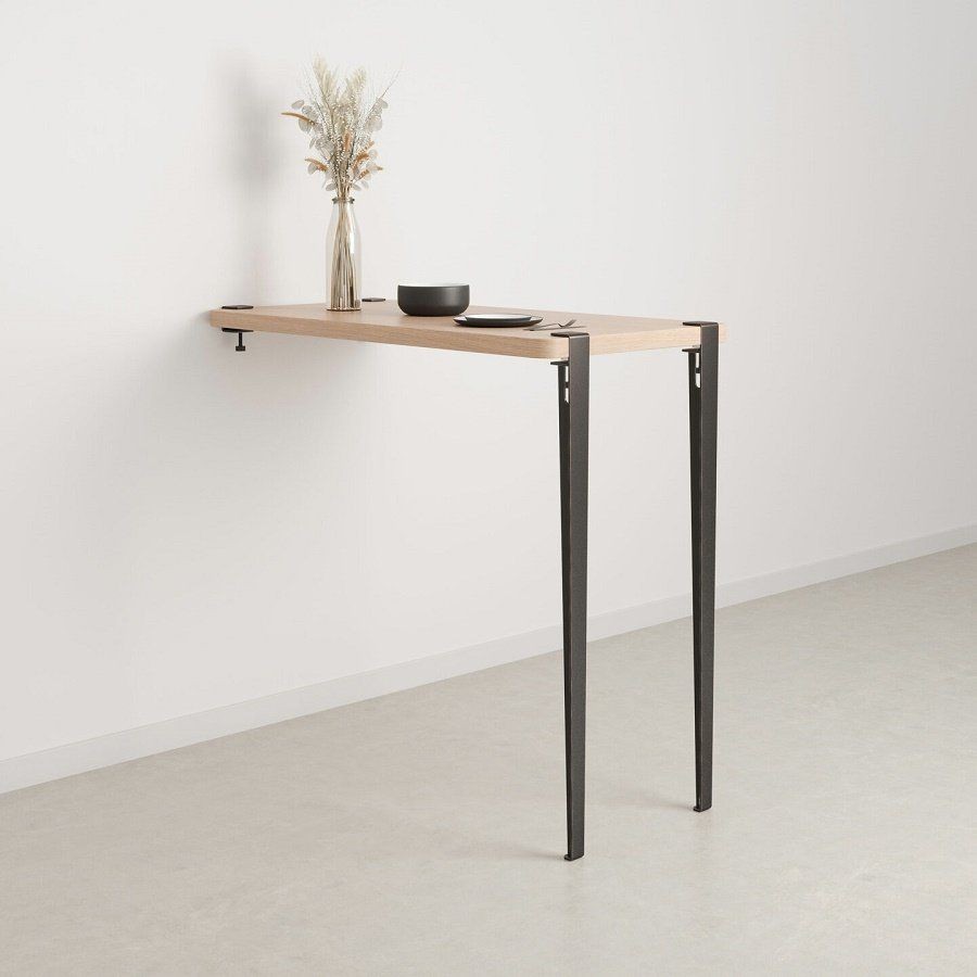 Tiptoe Wall-Mounted Bar Table - Eco-Certified Wood 120 cm - Dark Steel--3