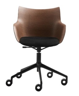 Kartell Q/Wood Drehsessel - III:  Dunkles Holz / Schwarz / Schwarz--5