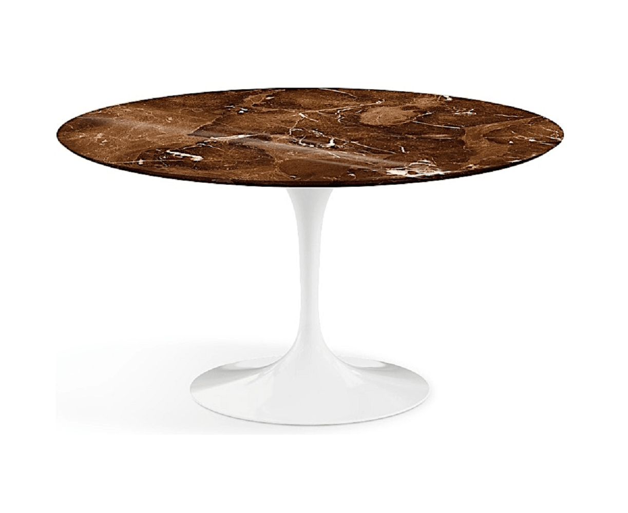 Knoll International Saarinen Esstisch, Ø 137 cm - Marmor Brown Emperador beschichtet - Weiss--10