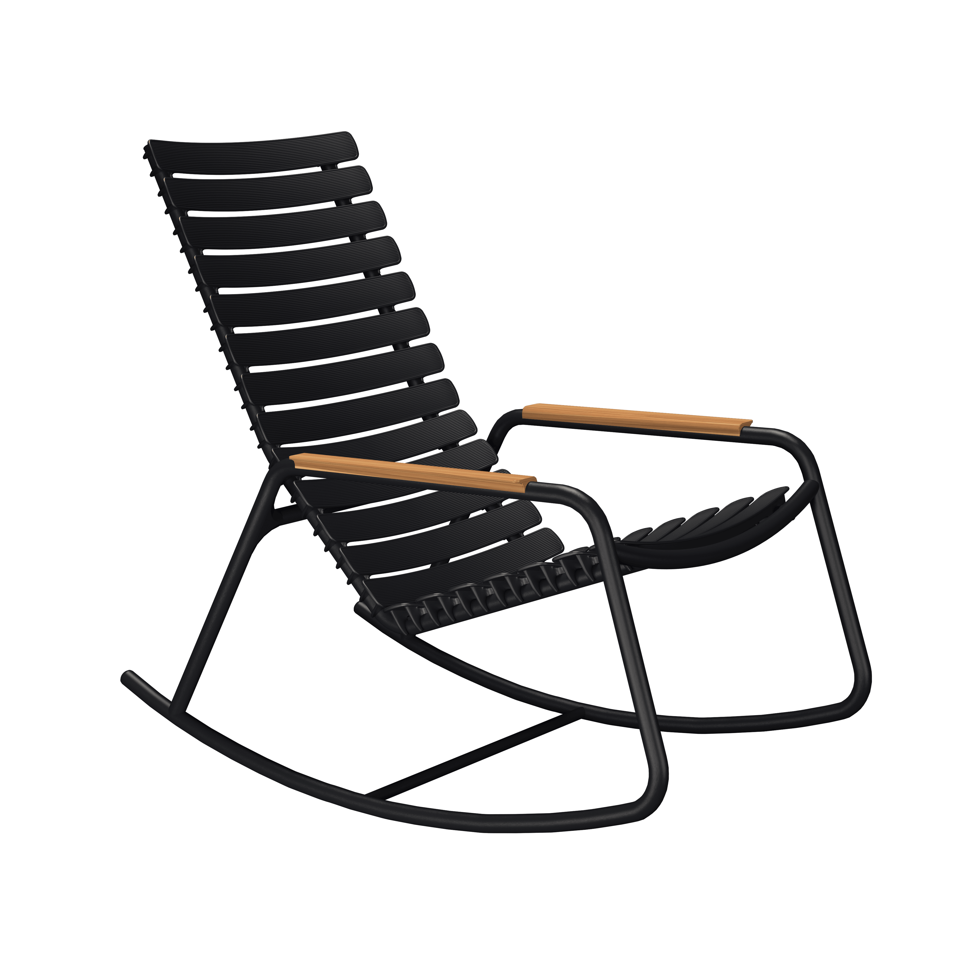 Houe Reclips Bamboo Armrests Rocking Chair - Black--1