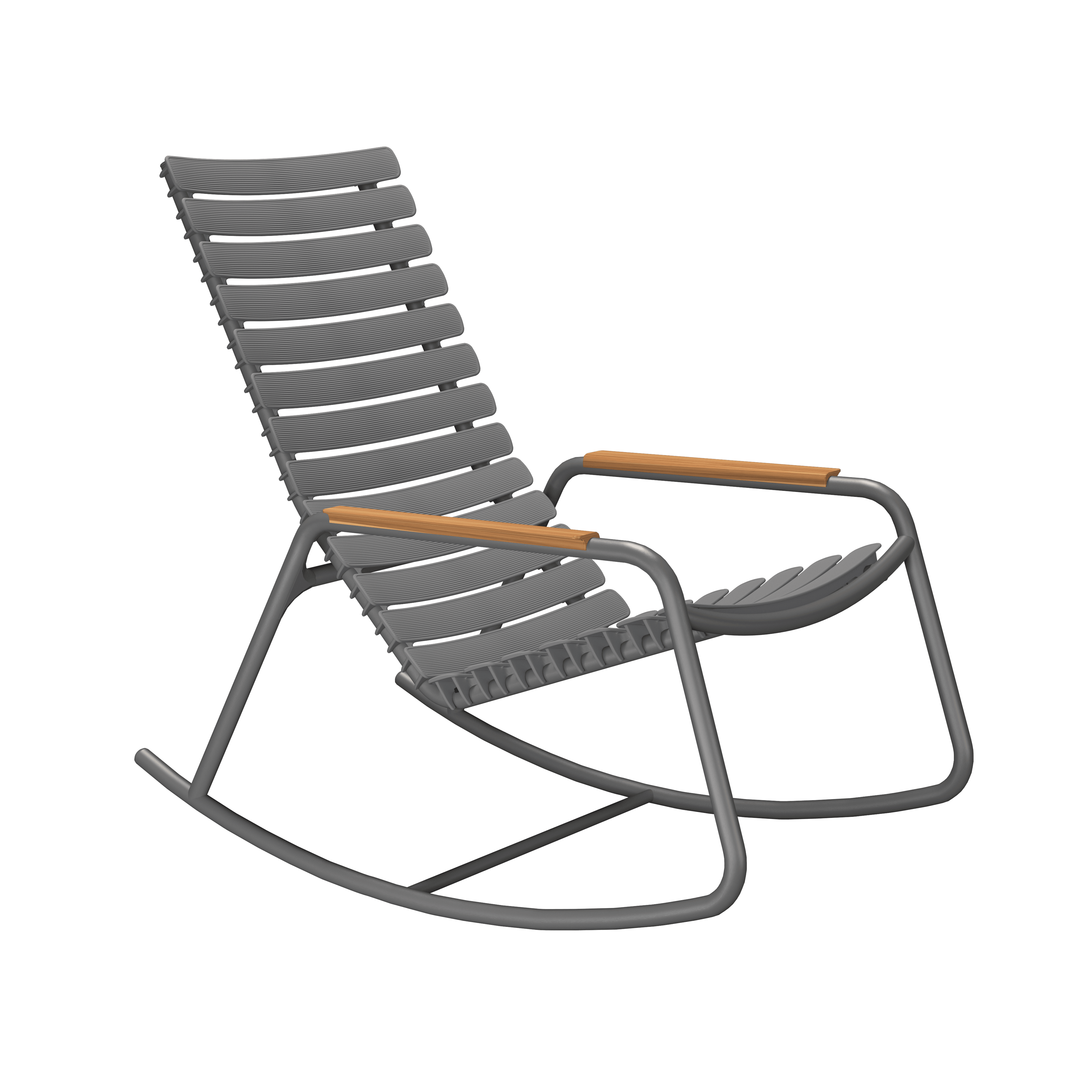Houe Reclips Bamboo Armrests Rocking Chair - Grey--3