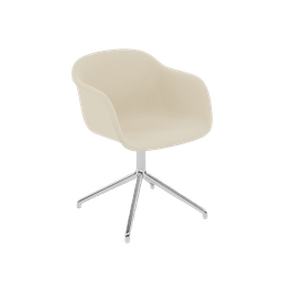 Muuto Fiber Armchair Swivel Base With Return - White/Neutral/Brown / Clara 244/Polished Aluminum--6