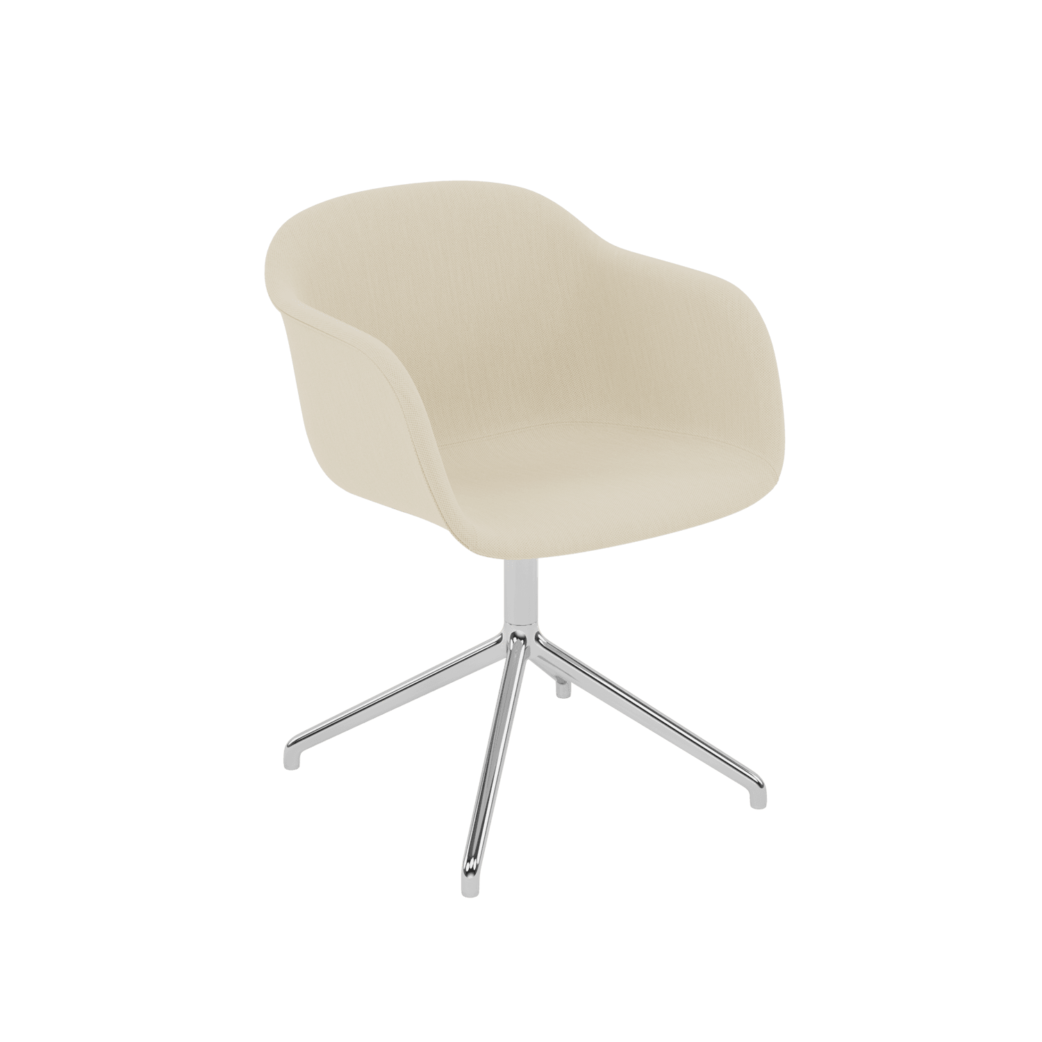 Muuto Fiber Armchair Swivel Base With Return - White/Neutral/Brown / Clara 244/Polished Aluminum--6