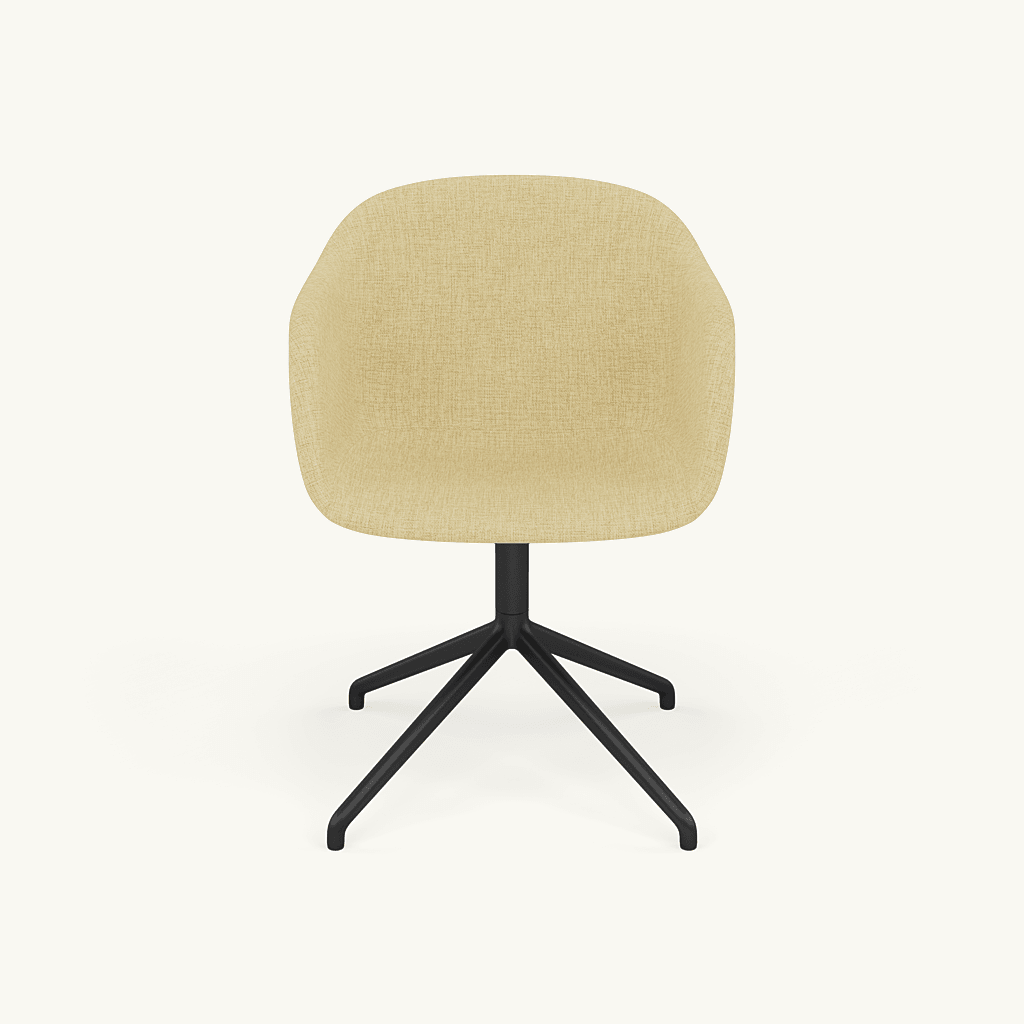 Muuto Fiber Armchair Swivel Base With Return - Light Yellow / Clara 423/Anthracite Black--1