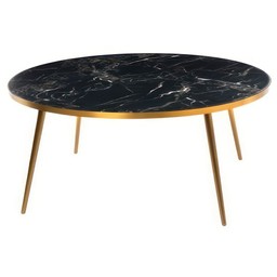 Pols Potten Coffee Table Marble Look Gold Feet - Black--1