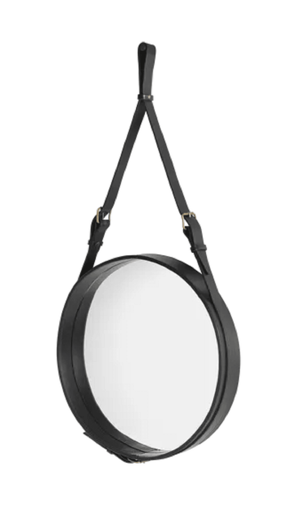 Gubi Adnet Spiegel Circulaire - runder Spiegel - Durchmesser 45 cm - Black Leather--0