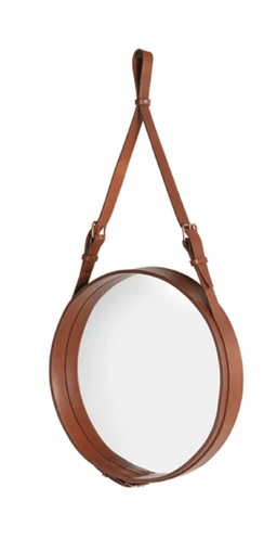 Gubi Adnet Spiegel Circulaire - runder Spiegel - Durchmesser 45 cm - Tan Leather--2