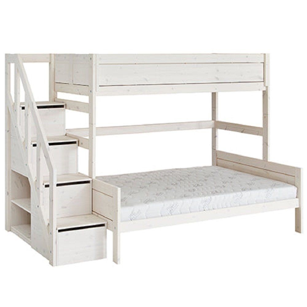 Lifetime Family Bunkbed With Stepladder - Etagenbett Mit Treppe: White Wash--0