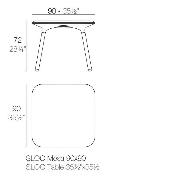 Vondom Sloo Table 90 Iroko Wood Legs--1