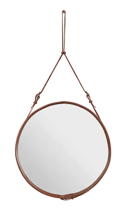 Gubi Adnet Spiegel Circulaire - runder Spiegel - Durchmesser 58 cm - Tan Leather--6