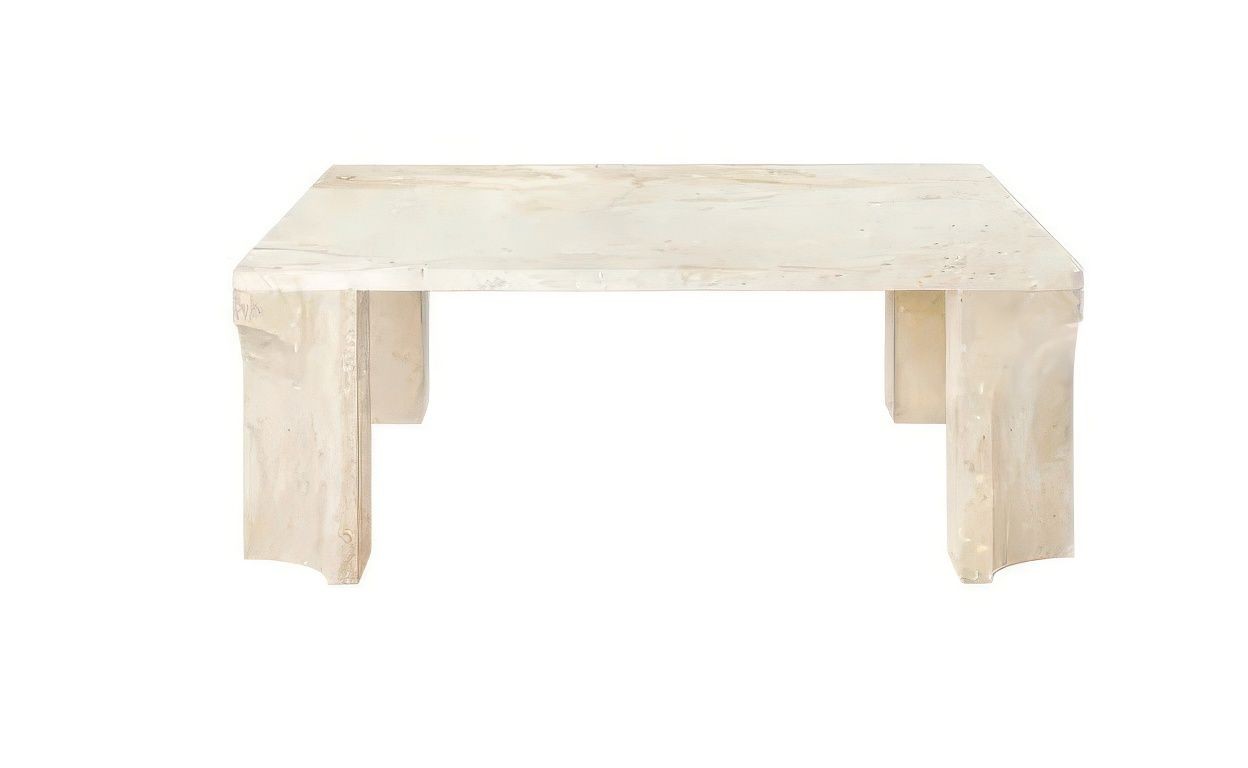 GUBI Doric Coffee Table - Couchtisch - 80x80x30cm - Neutral White Travertine--7