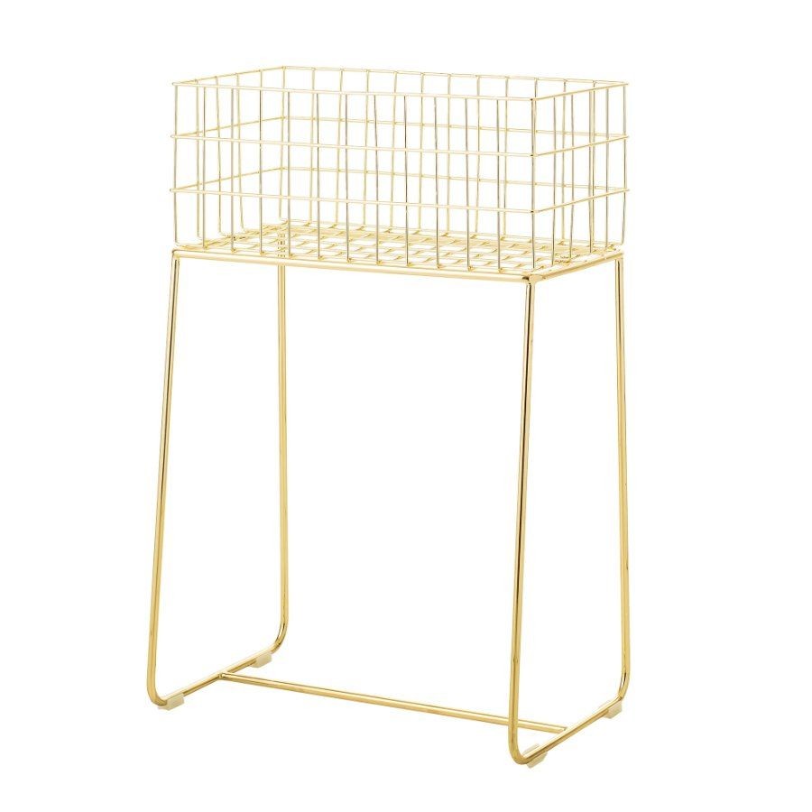 BLOOMINGVILLE DEER STORAGE BASKET, METAL - GOLD--1