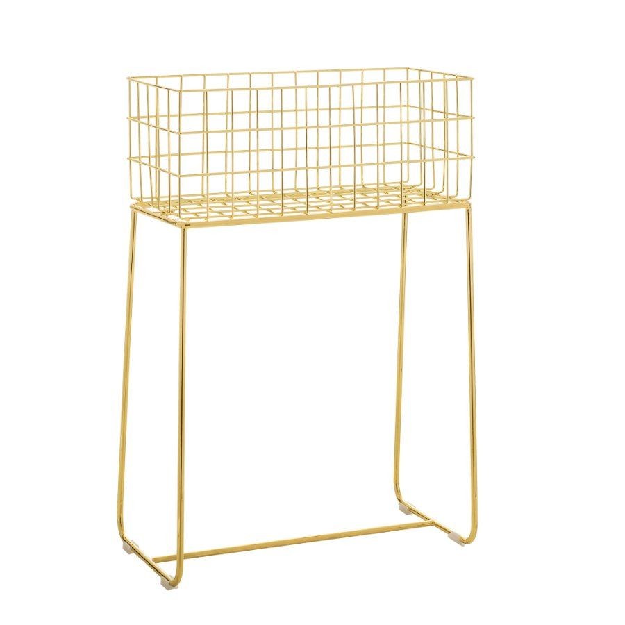 BLOOMINGVILLE DEER STORAGE BASKET, METAL - GOLD--0