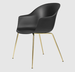 Gubi Bat Dining Chair Un-Upholstered Conic base - Black shell - Brass Base--5