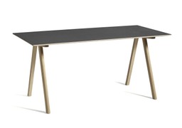 Hay Copenhague Table CPH10 Tisch - L 160 x B 80 x H 74 cm - Eiche lackiert / Platte Linoleum schwarz--1