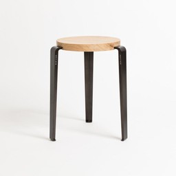 Tiptoe LOU stool – solid wood - Solid Oak - Dark Steel--15