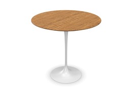 Knoll International Saarinen Side Table, Ø 51 cm - Gestell weiß, Teak--2
