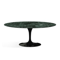 Knoll International Saarinen Tisch Oval - B198 x T 137 x H 74 cm Marmor Verde Alpi Satinbeschichtet - Schwarz--4