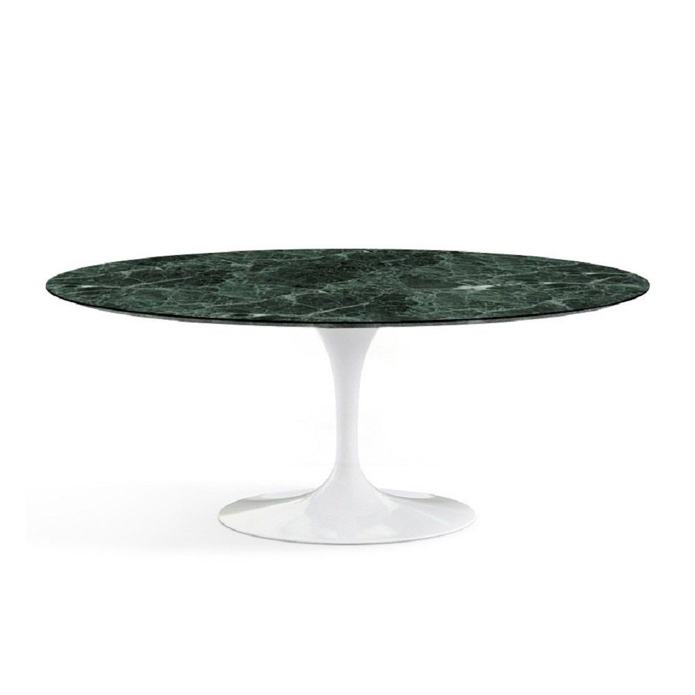 Knoll International Saarinen Tisch Oval - B198 x T 137 x H 74 cm Marmor Verde Alpi Satinbeschichtet - Weiss--3
