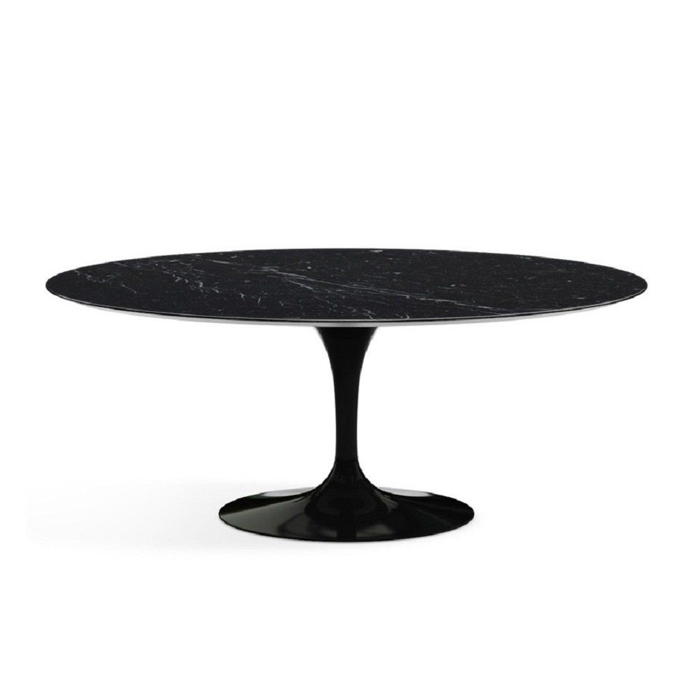 Knoll International Saarinen Tisch Oval - B 198 x T 137 x H 74 cm / Marmor Nero Marquina Satinbeschichtet - Schwarz--5