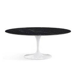 Knoll International Saarinen Tisch Oval - B 198 x T 137 x H 74 cm / Marmor Nero Marquina Satinbeschichtet - Weiss--6