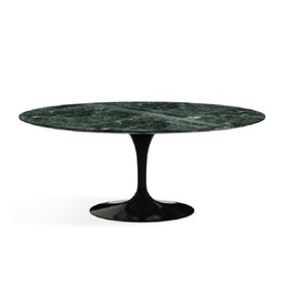 Knoll International Saarinen Tisch Oval - B198 x T137 x H74 cm Marmor Verde Alpi beschichtet - schwarz--2