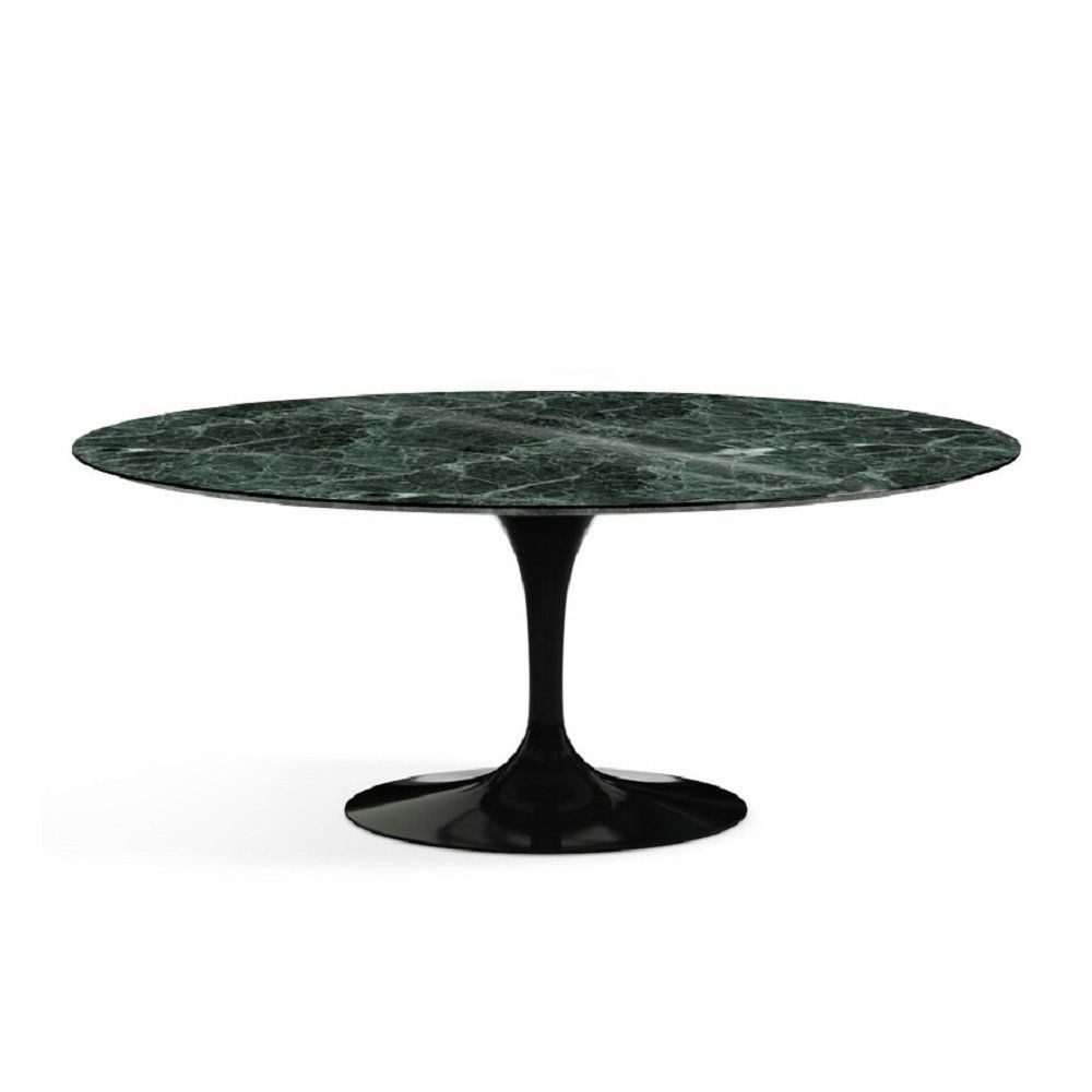 Knoll International Saarinen Tisch Oval - B198 x T137 x H74 cm Marmor Verde Alpi beschichtet - schwarz--2