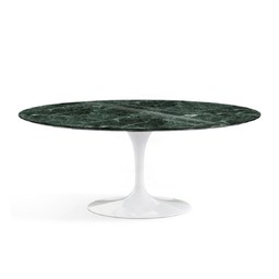 Knoll International Saarinen Tisch Oval - B198 x T137 x H74 cm Marmor Verde Alpi beschichtet - Weiss--1