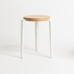 Tiptoe LOU stool – solid wood - Solid Oak - Cloudy White--9