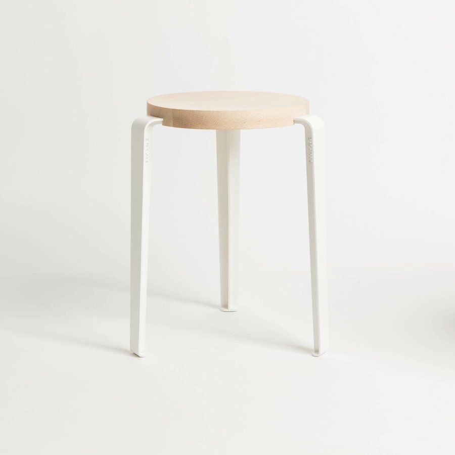 Tiptoe LOU stool – solid wood - Solid Beech - Cloudy White--1