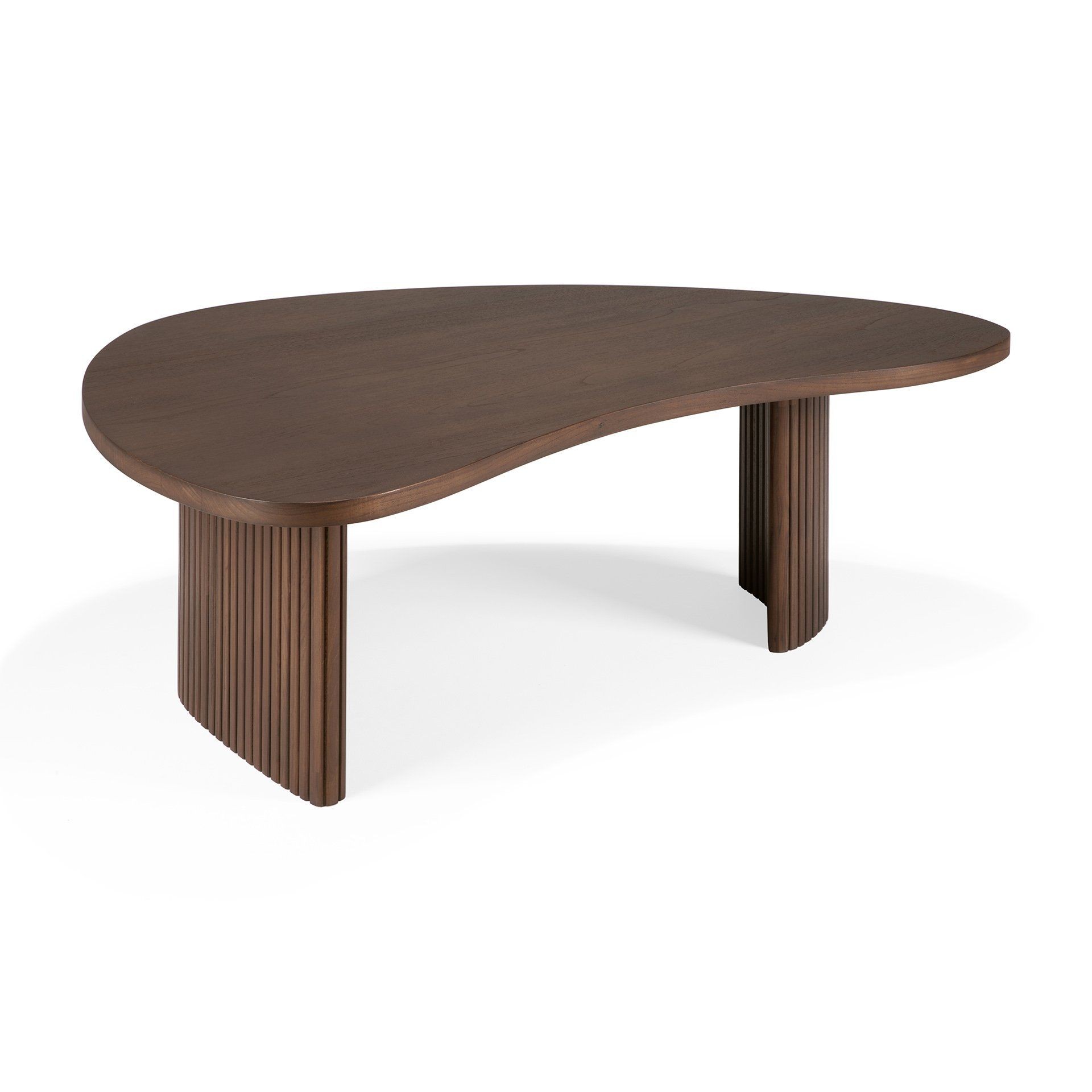 Ethnicraft Mahagony Boomerang Coffee Table - L 90 x B 74 x H 40cm - Teak lackiert - braun--7