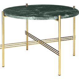 Gubi Ts Coffee Table Round Black Base: Brass Base - Ø55 cm - Green Guatemala Marble--7