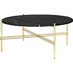 Gubi Ts Coffee Table Round Black Base: Brass Base - Ø80 cm - Black Marquina Marble--12
