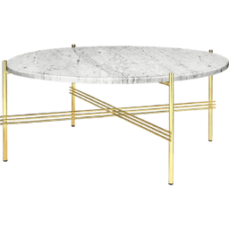 Gubi Ts Coffee Table Round Black Base: Brass Base - Ø80 cm - White Carrara Marble--18
