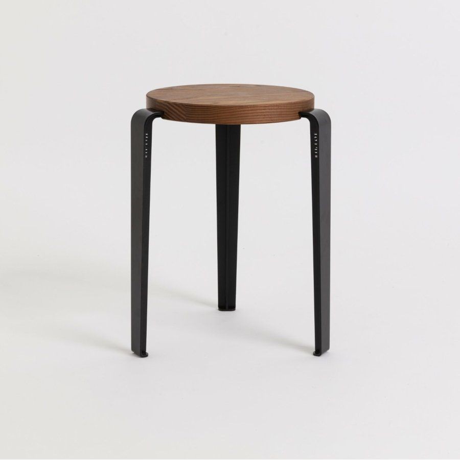 Tiptoe LOU stool – solid wood - Tinted Oak - Graphite Black--16