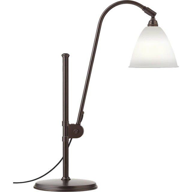 GUBI BL1 TABLE LAMP - BLACK BRASS BASE - BONE CHINA SHADE --9