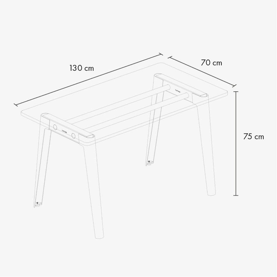 Tiptoe NEW MODERN desk – recycled plastic - Graphite Black - Dimensions--20