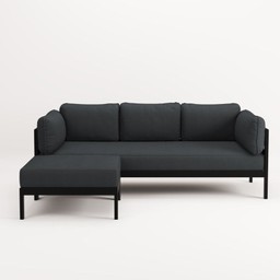 EASY CORNER SOFA – 3 TO 4 SEATS - GRAPHITE BLACK - SLATE GREY--0