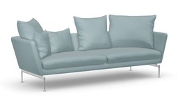 VITRA SUITA 3, SEATER, SPITZKISSEN - ALUMINIUM POLIERT - 51 EISBLAU--0