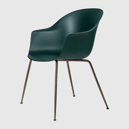 Gubi Bat Dining Chair Un-Upholstered Conic base - Dark Green shell - Chrome Base--16