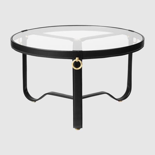 Gubi Adnet Coffee Table - Circular, Ø70 - Black Leather--0