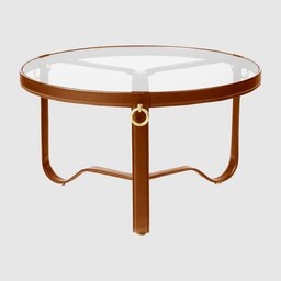 Gubi Adnet Coffee Table - Circular, Ø70 - Tan Leather--1