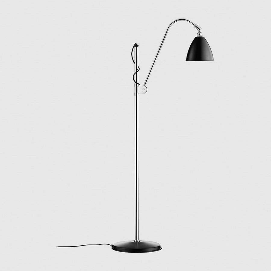 Gubi BL3 Floor Lamp - Diameter 16 - Black Shade - Chrome Base--0