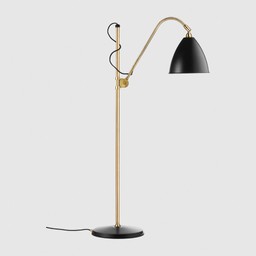 Gubi BL3 Floor Lamp - Diameter 21 - Charcoal Black Shade - Brass Base--1