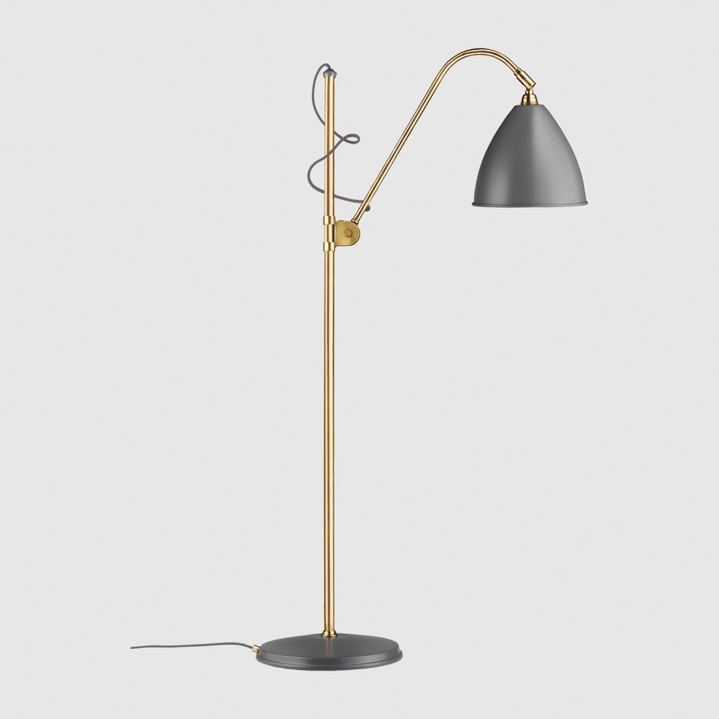 Gubi BL3 Floor Lamp - Diameter 21 - Grey Shade - Brass Base--2