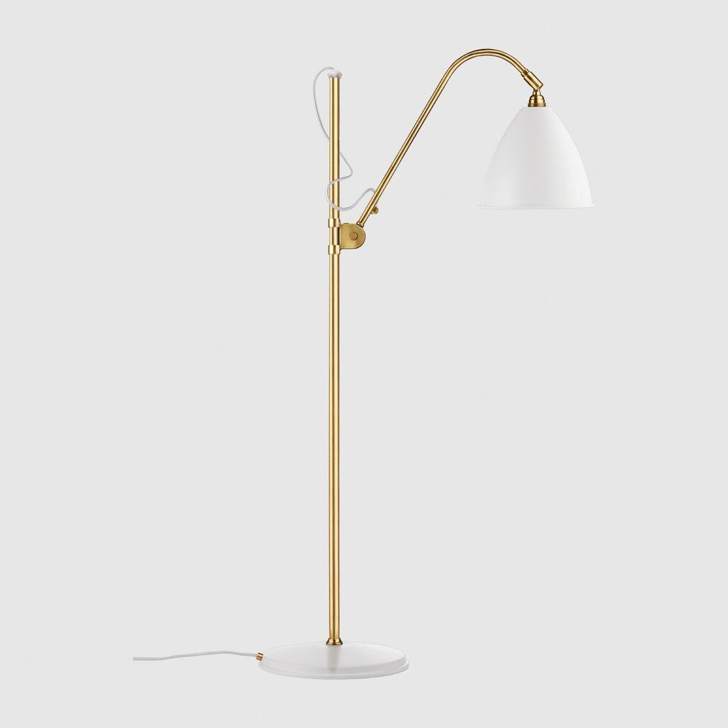 Gubi BL3 Floor Lamp - Diameter 21 - Matt Whitw Shade - Brass Base--3