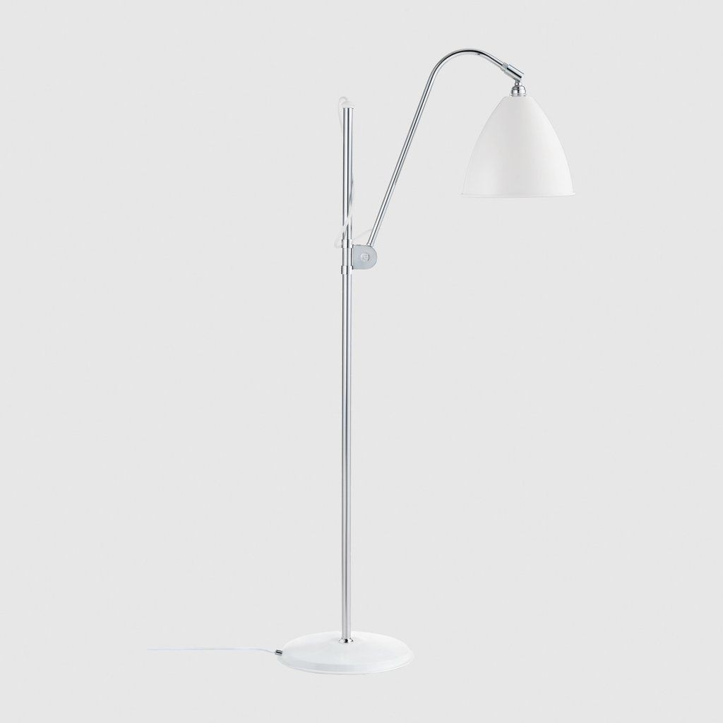 Gubi BL3 Floor Lamp - Diameter 21 - Matt Whitw Shade - Chrome Base--4